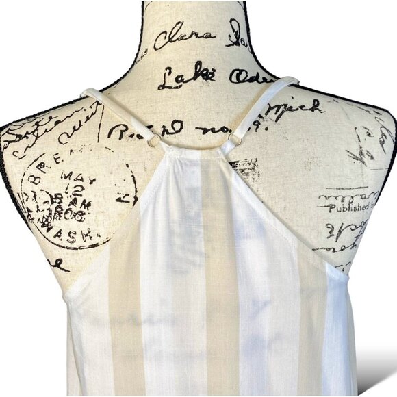 Splendid Tank Womans Sz XS Tan Stripe Sleeveless Halter Crop Adjustable Top - Picture 5 of 10